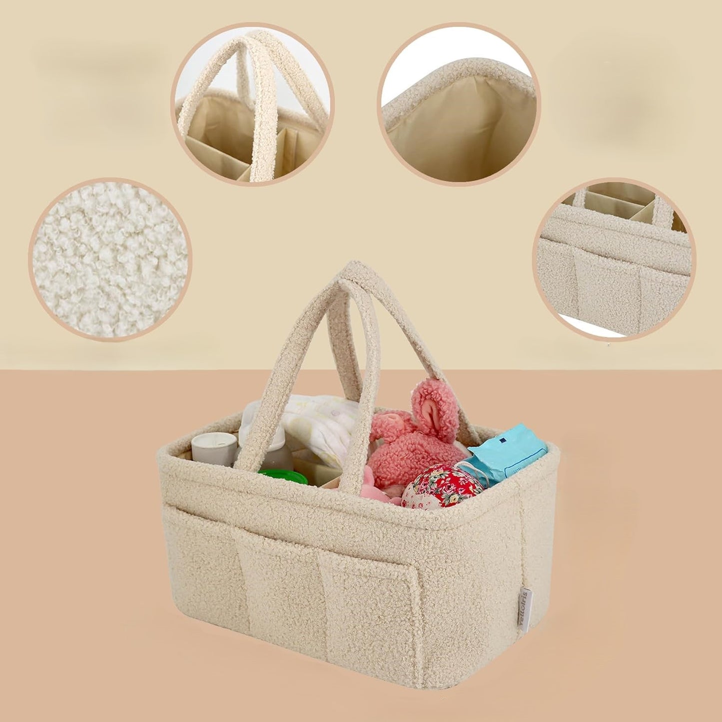 Teddy Kumaş Bebek Organizer Çanta – Su Geçirmez, Çok Gözlü, Şık ve Pratik