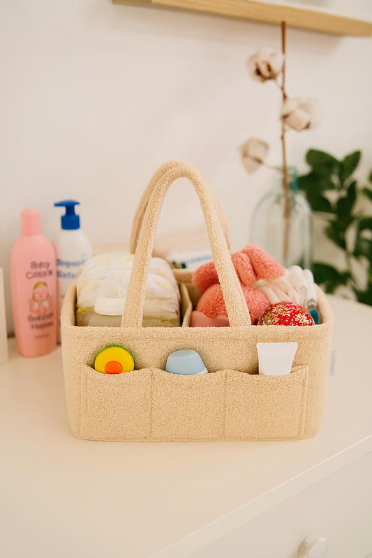 Teddy Kumaş Bebek Organizer Çanta – Su Geçirmez, Çok Gözlü, Şık ve Pratik