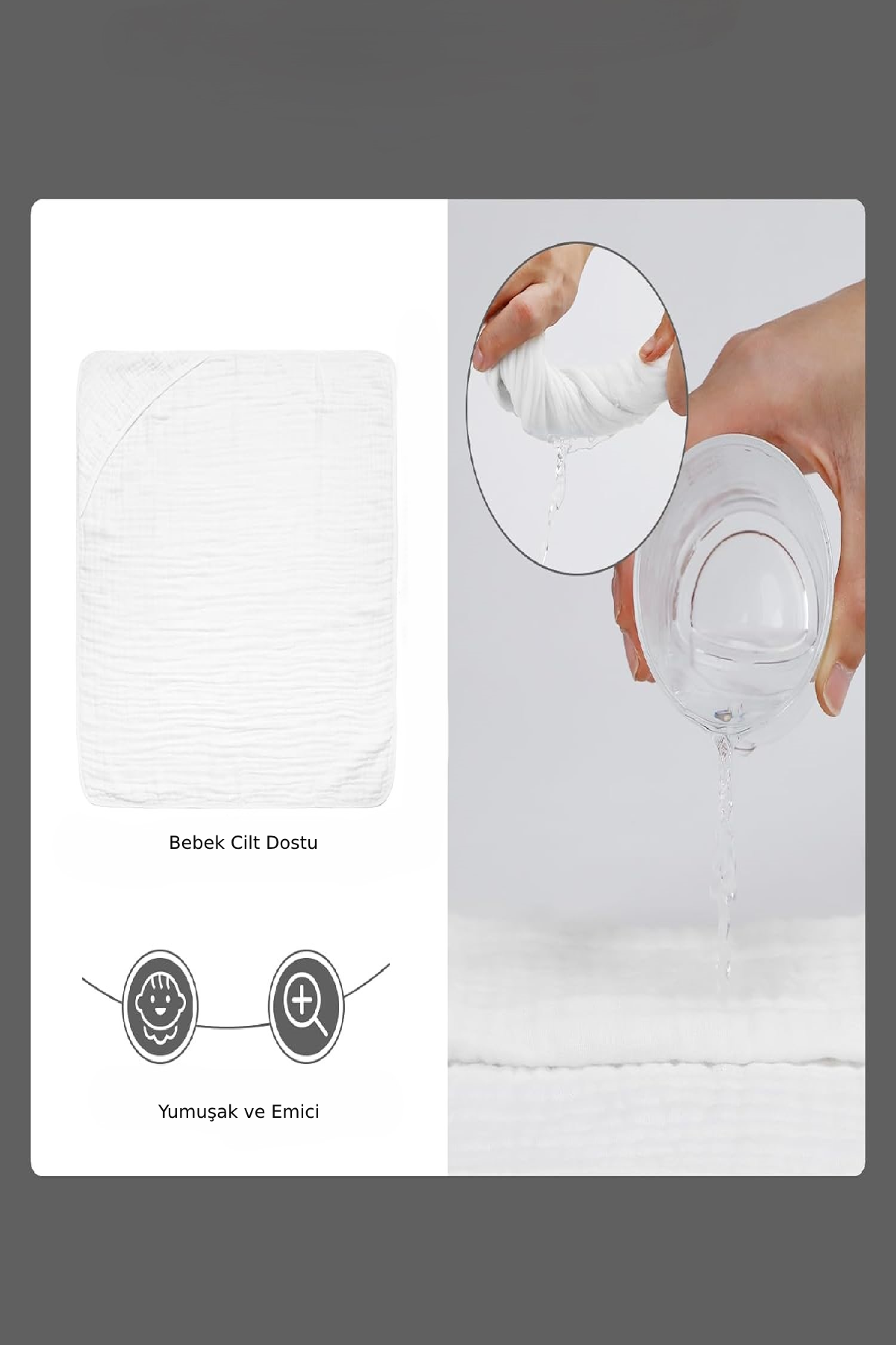 4 Katlı Müslin Bebek Havlusu – %100 Pamuk, Yumuşak ve Emici, Banyo & Plaj Kullanımına Uygun