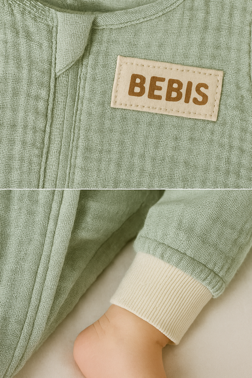 BEBİS 2 Katlı Müslin Uyku Tulumu | Yumuşak, Nefes Alan, Yazlık