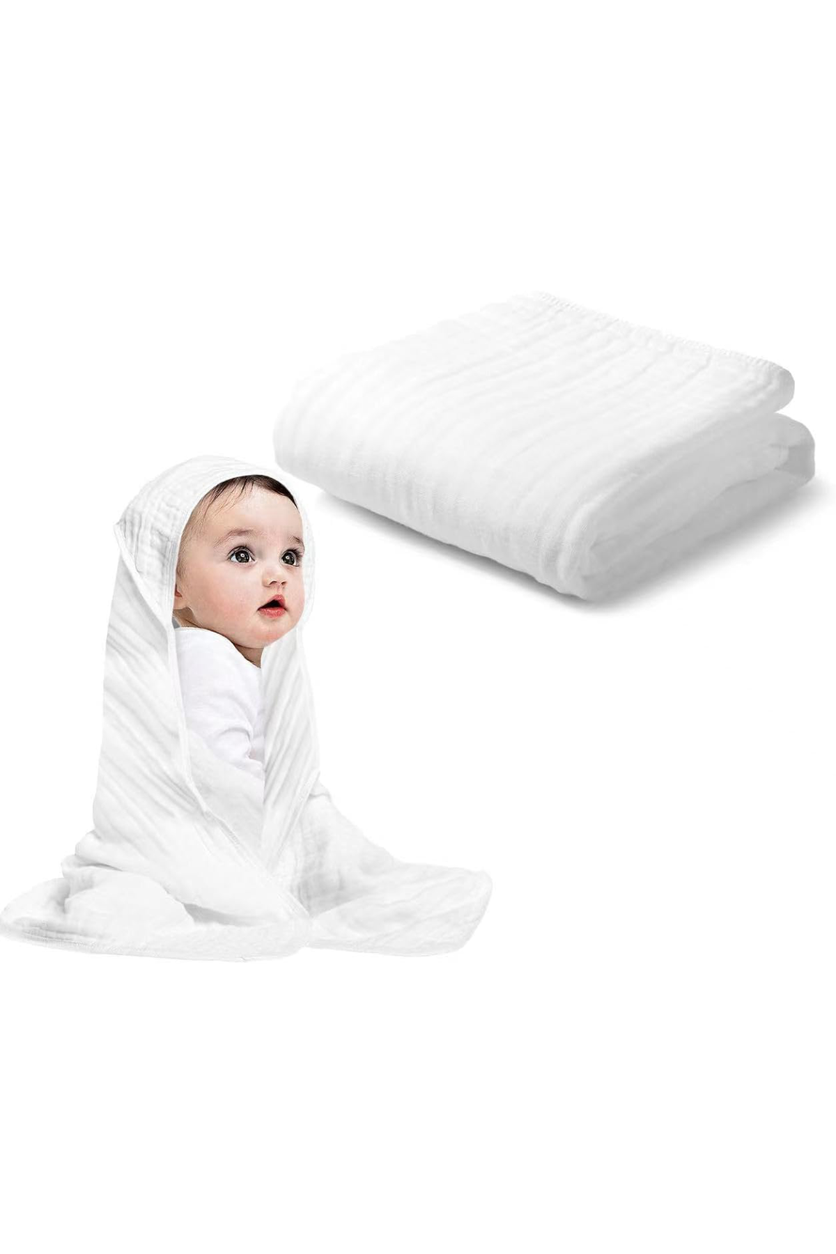 4 Katlı Müslin Bebek Havlusu – %100 Pamuk, Yumuşak ve Emici, Banyo & Plaj Kullanımına Uygun