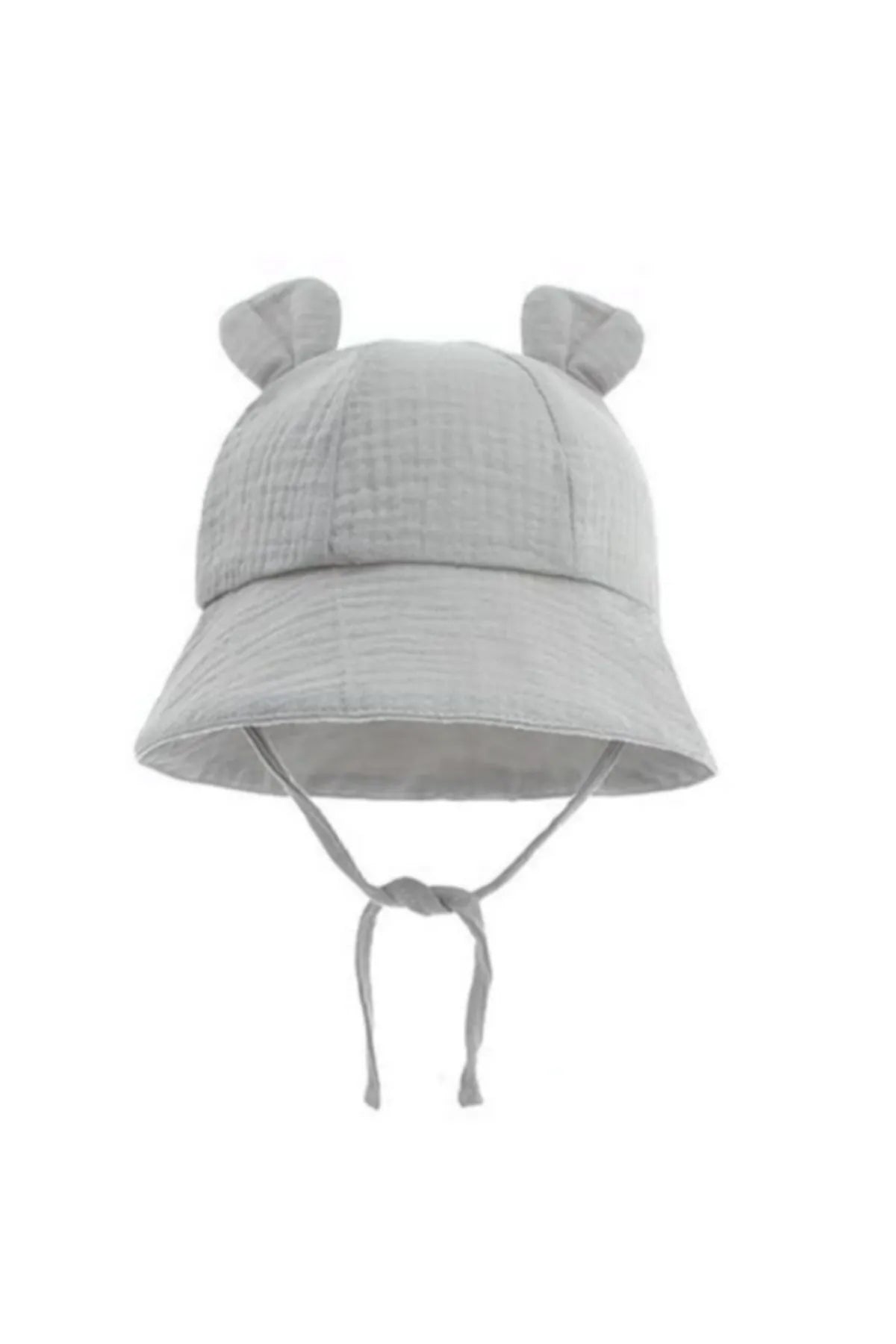 Ayıcık Detaylı Müslin Yazlık Bebek Fötr Şapka 0-2 Yaş