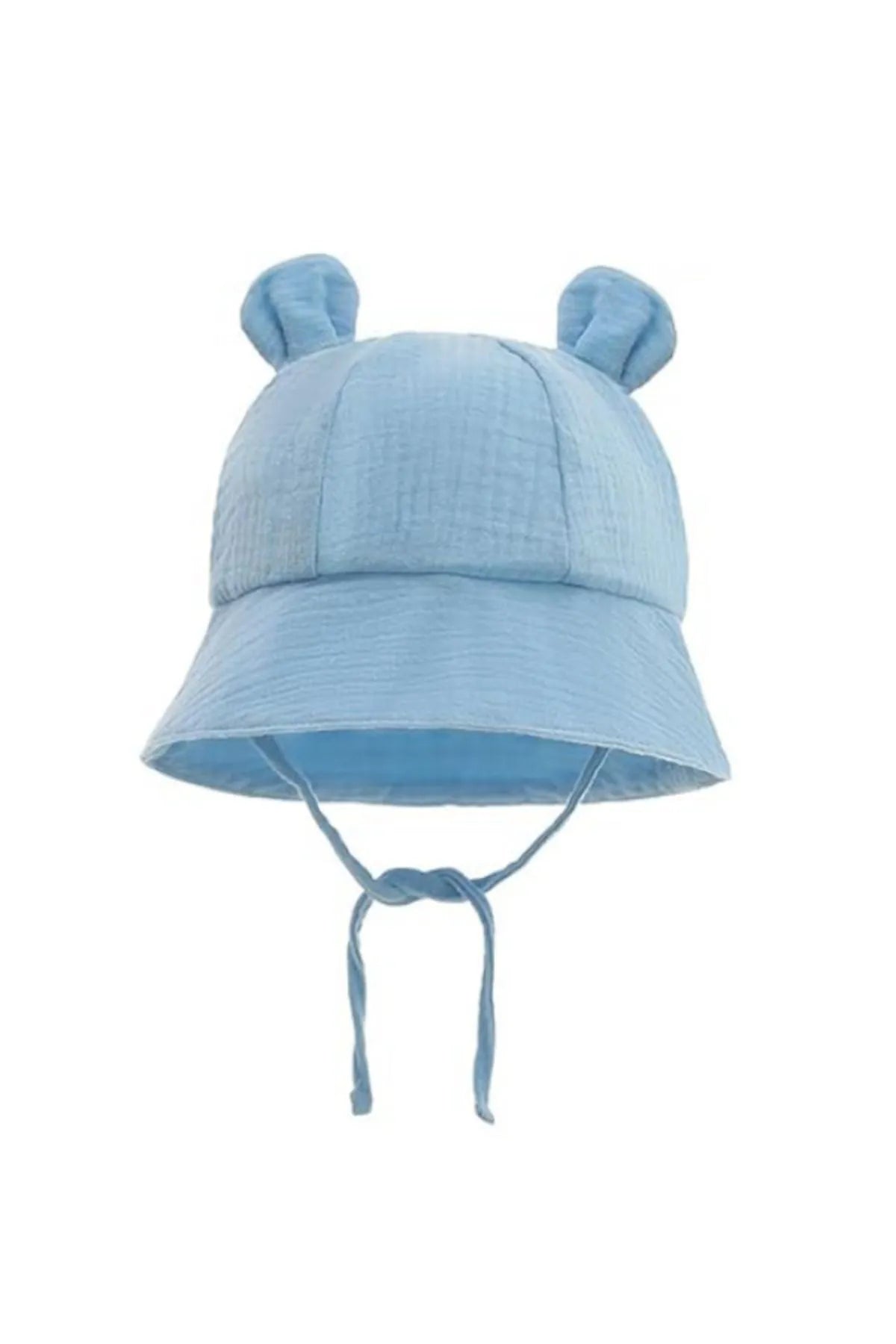 Ayıcık Detaylı Müslin Yazlık Bebek Fötr Şapka 0-2 Yaş