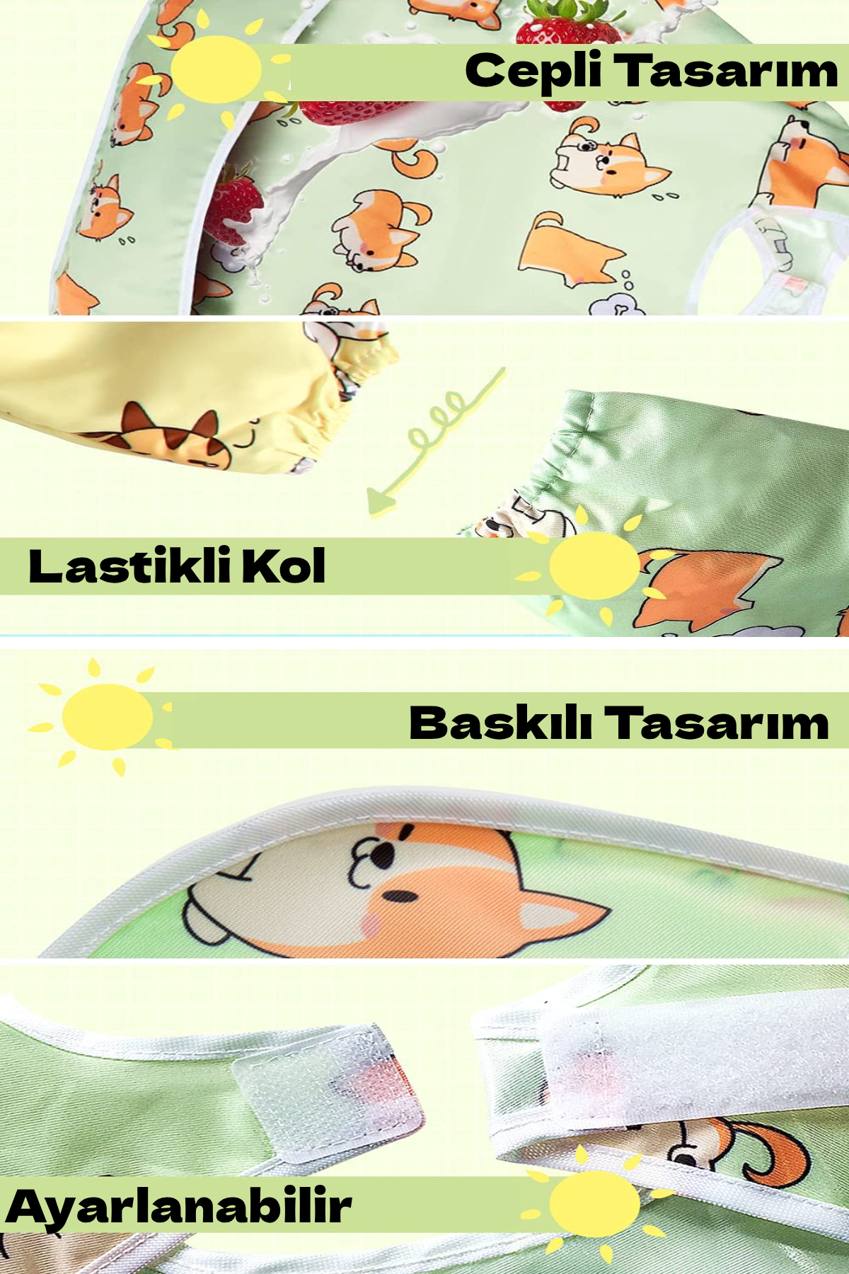 BEBİS Sıvı Geçirmez Bebek Mama Önlüğü – Yumuşak, Leke Tutmaz, Kolay Temizlenebilir